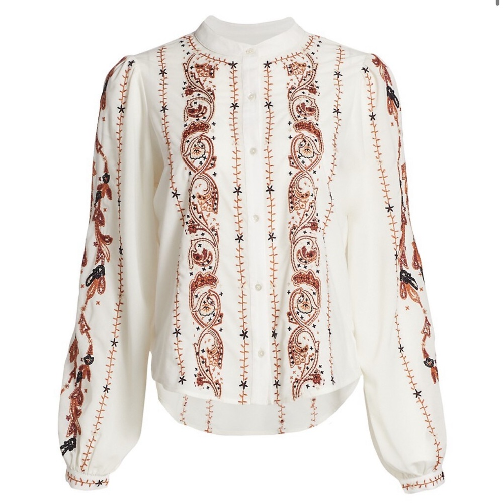 Veronica Beard Tiane Embroidered Blouse